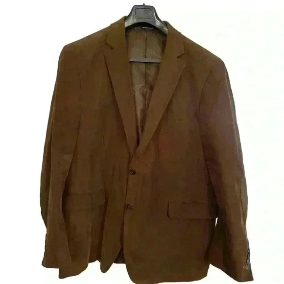Stafford Sport Coat Mens 48R Corduroy Elbow Patch Brown Blazer Essentials Jacket - Picture 8 of 12